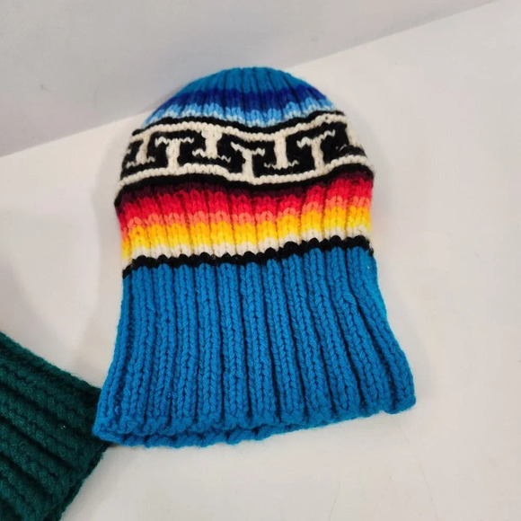 Geometric Beanie  & Gloves Sets Hand Knit Matching OS - Picture 11 of 12